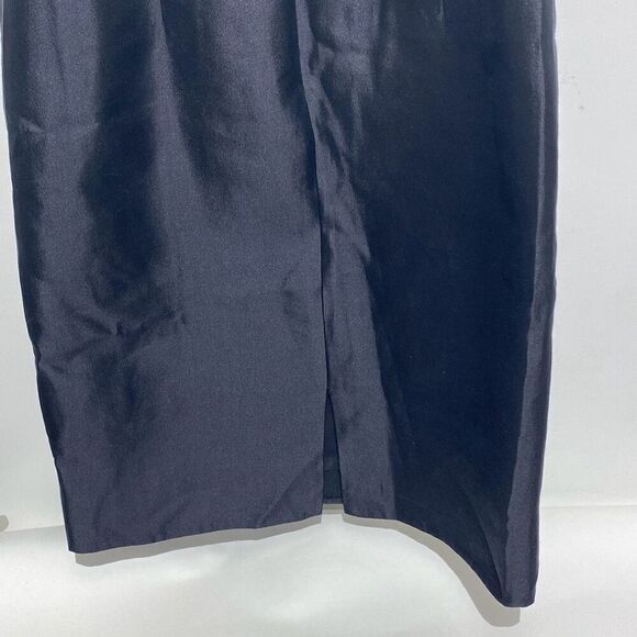 Kay Unger Women's Black Sequined Sheer Satin Sleeveless Sheath Dress Size 6 - Picture 6 of 7